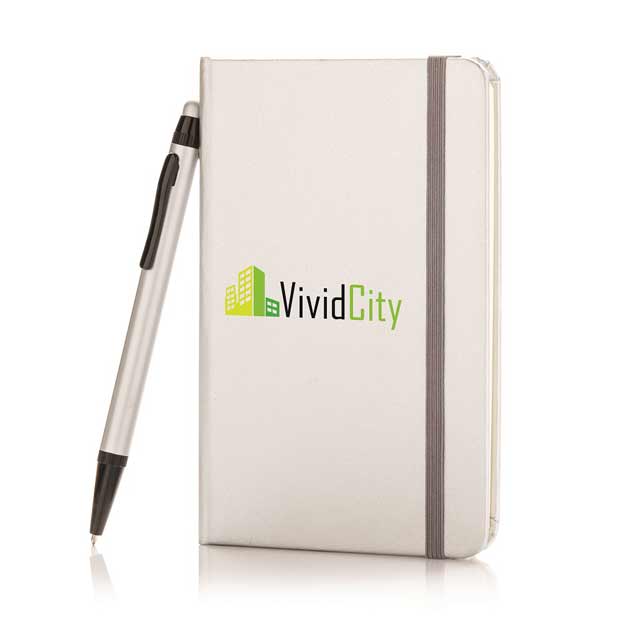 XD A6 Hard Cover Notebook With Stylus Pen - Silver