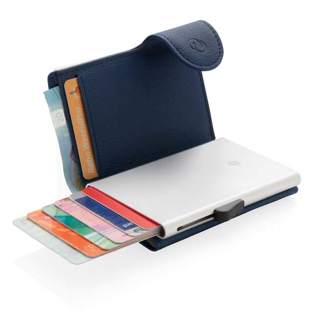 VATRA - c-secure PU RFID Card Holder Cum Wallet Navy Blue