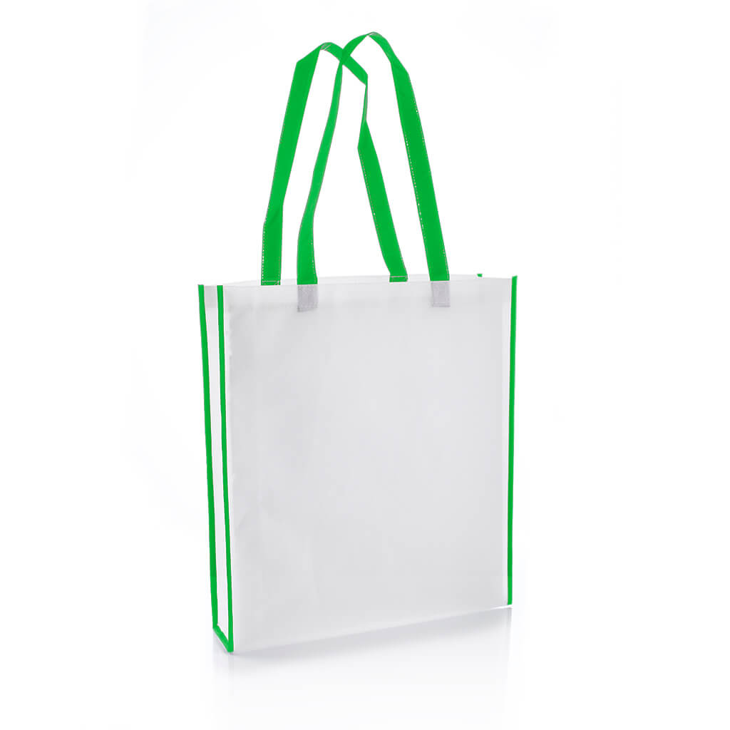 Non-Woven Shopping Bag Vertical White/Green