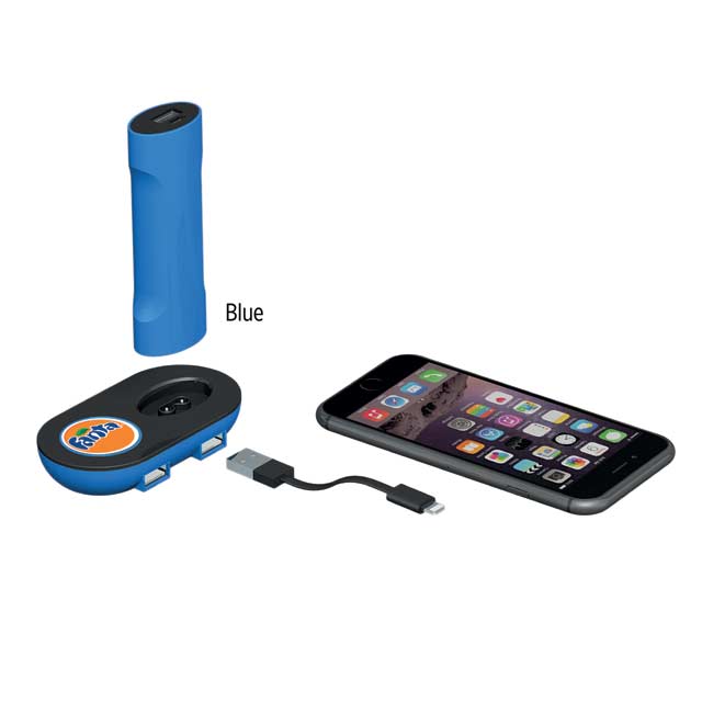 PINSK - @memorii 2200 Mah Powerbank With Docking Station (Blue)