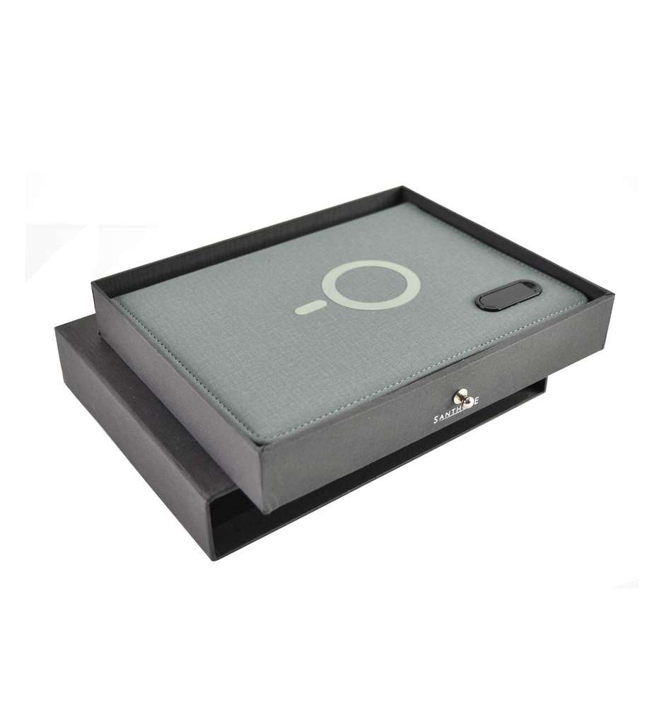 PREETZ - Santhome Technology Folder with 8000 mAh Wireless Powerbank and 32GB USB - Dark Grey