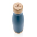 ODESSA - Giftology Double Wall Stainless Bottle with Bamboo Lid and Base - Blue