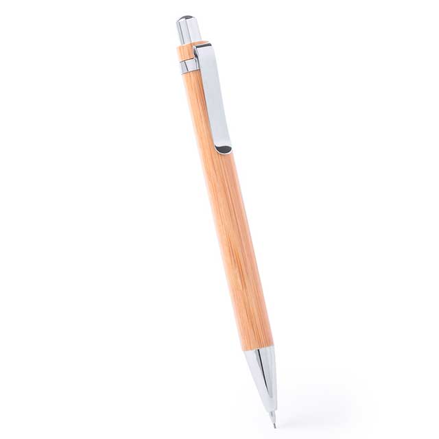 Set Of Bamboo Push-up Mechanism Ball Pen And Mechanical Pencil