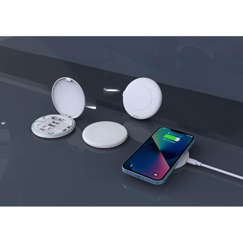 OSLO - @memorii Recycled 15 Watt Wireless Charger Multi - Cable Set - White