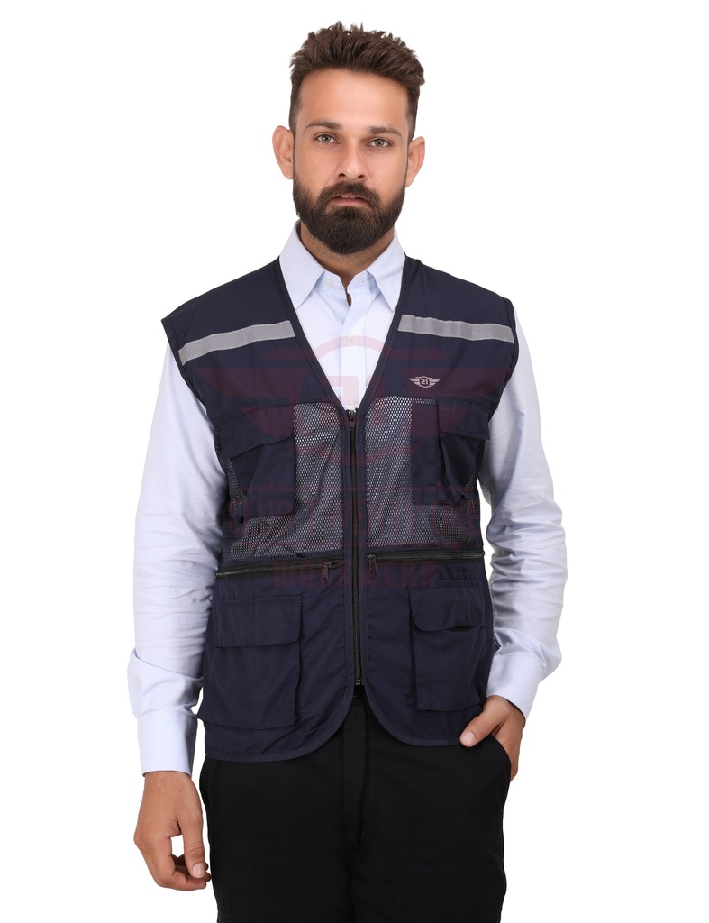 Safex Pro Safety Vest- Color: Navy Blue
Fabric: Polyester &amp; Air Mesh
GSM: 130
