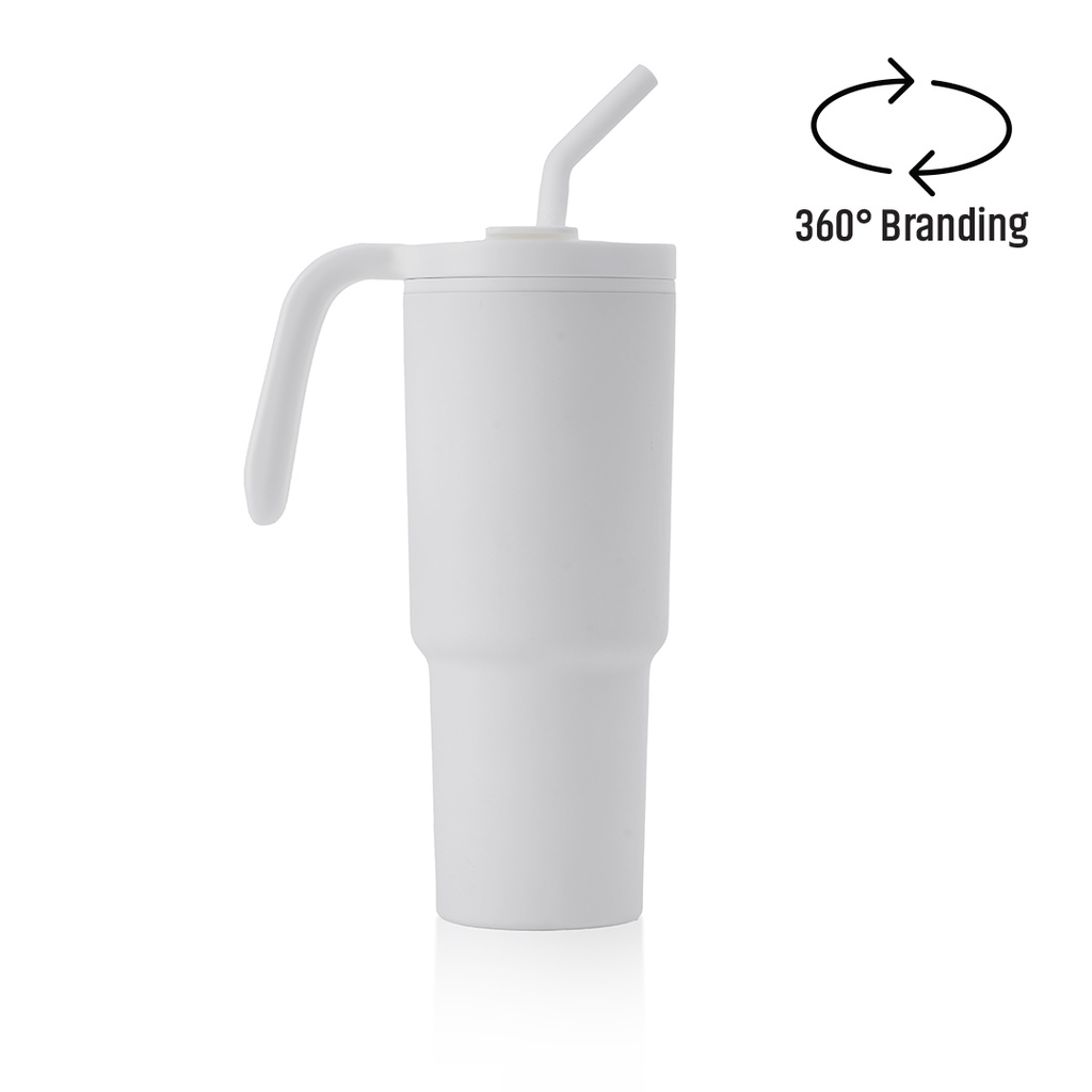 FORZA 360 - Hans Larsen Recycled Stainless Steel/PP Tumbler with 360 Branding - White