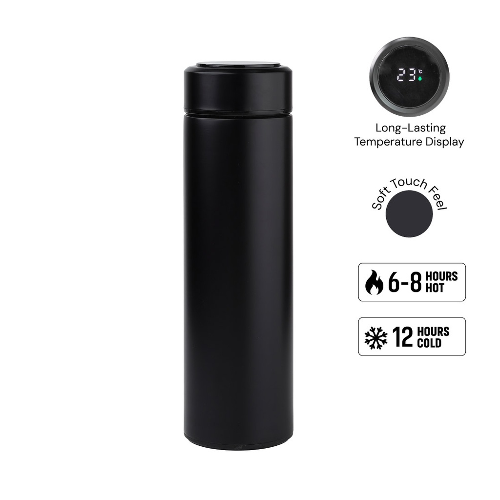 WAHA - Giftology Thermal Flask with LED Temperature Display 500ml  - Black