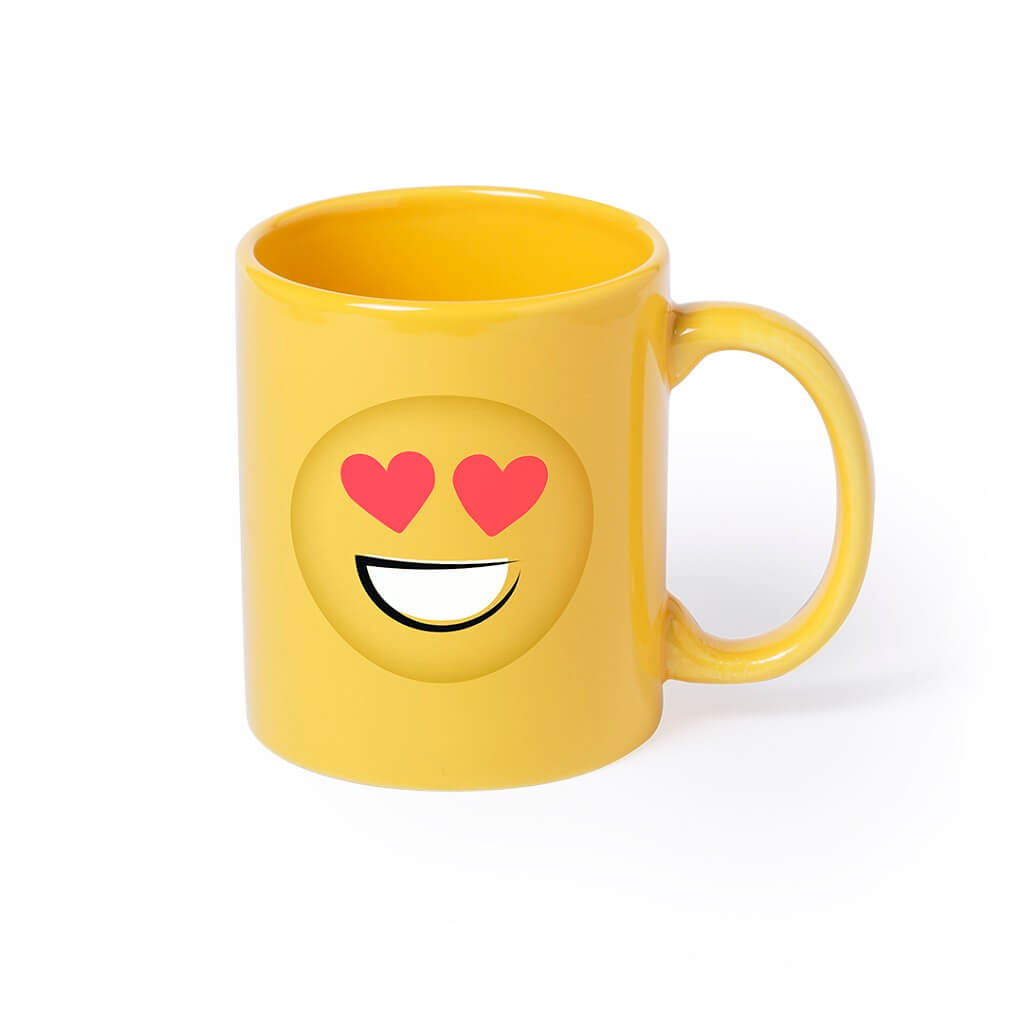 370ml Ceramic Mug With Fun Emoji Designs - Heart