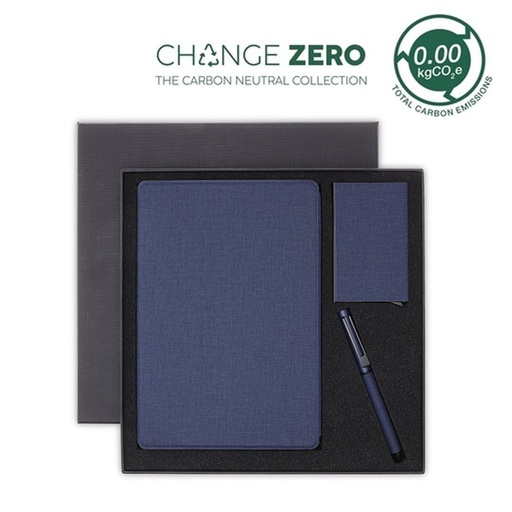 [GSSN 9547] TESSIN - CHANGE ZERO Sustainable Gift Set with Refillable Notebook, Pen &amp; Cardholder - Navy
